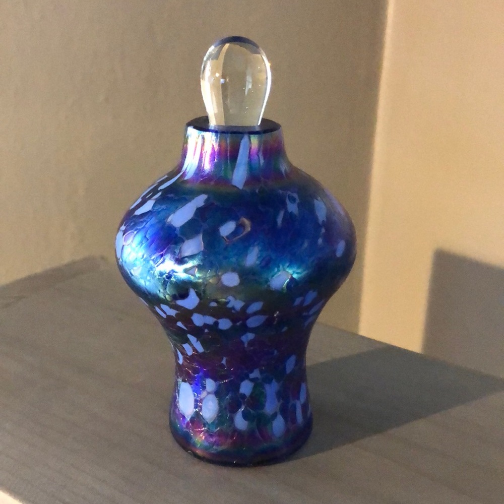 Art glass perfume bottle with glass stopper